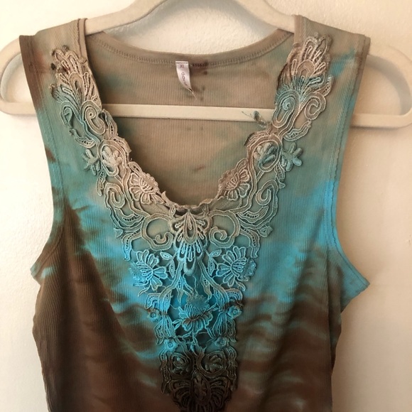 David Cline Tye dye sleeveless tank top. - Picture 3 of 3